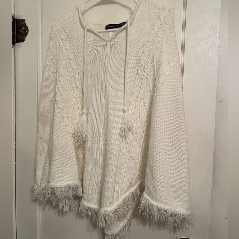De Rotchild 2X White Sweater Poncho